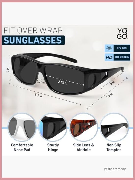 Fit Over Wrap Sunglasses Polarized Lens UV Protection Wear Over Eyeglasses